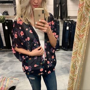 Navy Floral Kimono